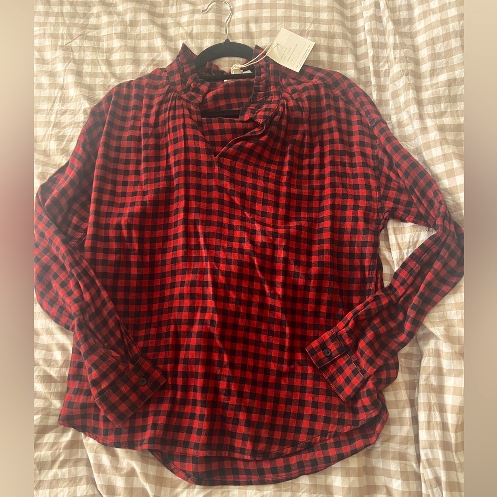Red and Black Plaid Long Sleeve Shirt Size Medium BNWT